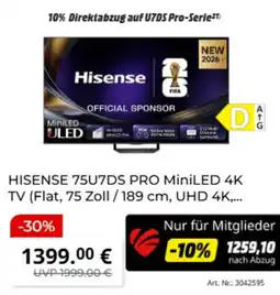 MediaMarkt HISENSE 75U7DS PRO MiniLED 4K TV Angebot