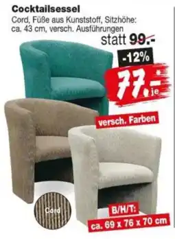 Repo Markt Cocktailsessel Cord Angebot