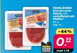 Netto Farmländer graved lachsfleisch oder lachsfleisch mit pfeffer Angebot