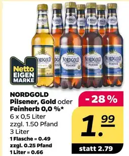 Netto Nordgold pilsener, gold oder feinherb 0,0 % Angebot