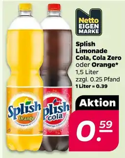Netto Splish limonade cola, cola zero oder orange Angebot
