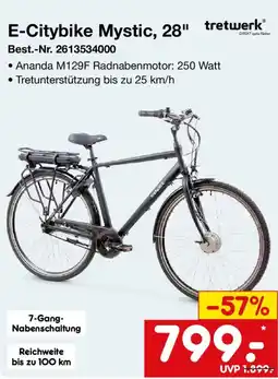 Netto Marken-Discount E-Citybike Mystic, 28" tretwerk Angebot