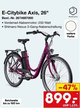 Netto Marken-Discount E-Citybike Axis, 26" AGON Angebot