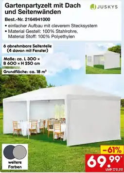 Netto Marken-Discount Gartenpartyzeit mit Dach und Seitenwänden Juskys Angebot