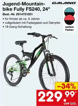 Netto Marken-Discount Jugend-Mountainbike Fully FS240, 24" GALANO Angebot