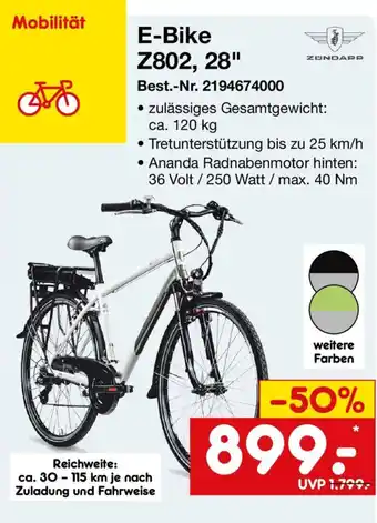 E-Bike Z802, 28" ZUNDAPP