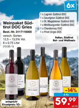 Netto Marken-Discount Weinpaquet Südtirol DOC Gries Angebot