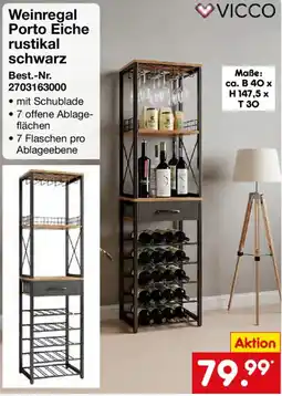 Netto Marken-Discount Weinregal Porto Eiche rustikal schwarz Angebot