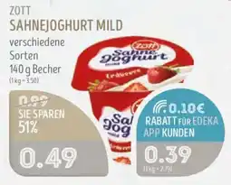 Edeka Struve ZOTT SAHNEJOGHURT MILD Angebot