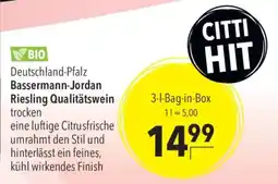 CITTI Markt Bassermann-Jordan Riesling Qualitätswein trocken Angebot