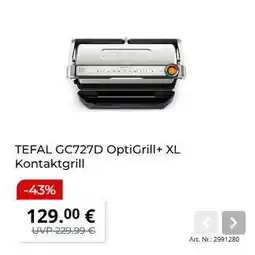 MediaMarkt TEFAL GC727D OptiGrill+ XL Angebot