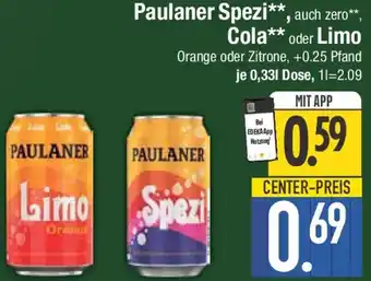E-Center Paulaner Spezi, Cola oder Limo Angebot
