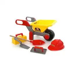 Netto Marken-Discount Polesie Kinder-Schubkarren 50229, Baustellenset 6-teilig, Helm, Schaufel, Kelle rot Angebot