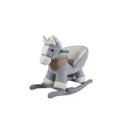 Netto Marken-Discount Chipolino Schaukelpferd mit Sitz Holzrahmen Holzgriffe Sockel Plüsch bis 30 kg grau Angebot