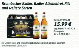 Profi Getränke Krombacher Radler, Radler Alkoholfrei, Pils und weitere Sorten Angebot