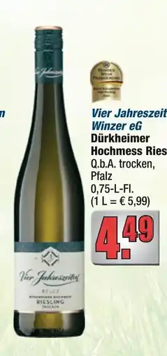 Profi Getränke Vier Jahreszeiten Winzer eG Dürkheimer Hochmess Riesling Angebot