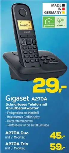 Euronics Gigaset A270A Schnurloses Telefon mit Anrufbeantworter Angebot