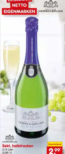 Netto Marken-Discount Schloss Herrenbrunn Sekt, halbtrocken Angebot