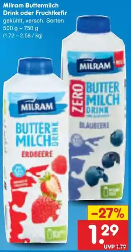 Netto Marken-Discount Milram Buttermilch Drink Angebot
