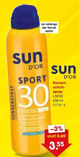 Netto Marken-Discount sun D'OR SPORT Sonnenspray Angebot