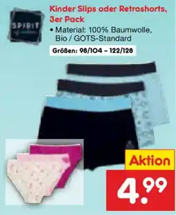 Netto Marken-Discount Spirit Kinder Slips oder Retroshorts Angebot