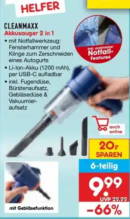 Netto Marken-Discount CLEANMAXX Akkusauger 2 in 1 Angebot