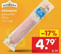 Netto Marken-Discount HOFMAIER Edelsalami geräuchert Angebot