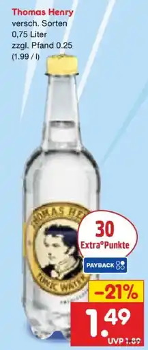Netto Marken-Discount Thomas Henry Tonic Water Angebot