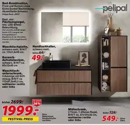 Möbel Turflon pelipal Bad-Kombination, Front und Korpus Linea Eiche Dunkel Nachbildung, Akzentfarbe Schwarz Angebot