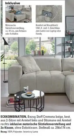 Möbel Turflon ECKKOMBINATION Bezug Stoff Cremona beige Angebot