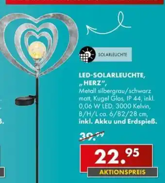 Möbel Steffens LED-SOLARLEUCHTE, "HERZ", Metall silbergrau/schwarz matt, Kugel Glas, IP 44 Angebot