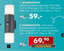 Möbel Steffens WANDLEUCHTE, anthrazit mit Bewegungsmelder Angebot