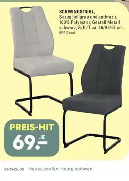 Möbel Turflon SCHWINGSTUHL, Bezug hellgrau und anthrazit, 100% Polyester, Gestell Metall schwarz Angebot