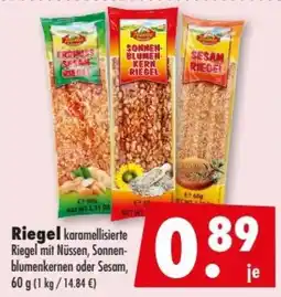 Mäc Geiz Riegel karamellisierte Riegel mit Nüssen, Sonnenblumenkernen oder Sesam Angebot