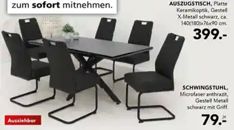 Möbel Steffens AUSZUGSTISCH, Platte Keramikoptik, Gestell X-Metall schwarz Angebot