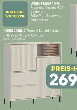 Möbel Turflon HIGHBOARD, 2 Türen, 2 Schubkästen Angebot