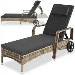 Netto Marken-Discount tectake Rattan Sonnenliege, widerstandsfähig, 6-fach verstellbare Rückenlehne, 200 x 70 x 33 cm Angebot
