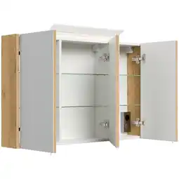 Netto Marken-Discount Spiegelschrank 120cm inkl. Design LED-Lampe und Glasböden weiss hochglanz Angebot