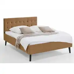 Netto Marken-Discount Polsterbett 140 x 200 Amira Bettgestell mit Kopfteil Ocker Angebot