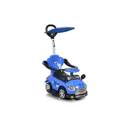 Netto Marken-Discount Moni 3 in 1 Rutschauto Paradies K401-3 Musik Schiebestange Sonnendach Fußstützen blau Angebot