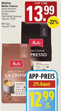 WEZ Melitta Bella Crema ganze Bohnen Angebot