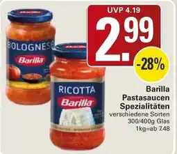 WEZ Barilla Pastasaucen Spezialitäten Angebot