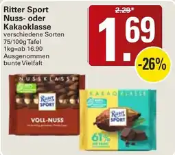 WEZ Ritter Sport Nuss- oder Kakaoklasse Angebot