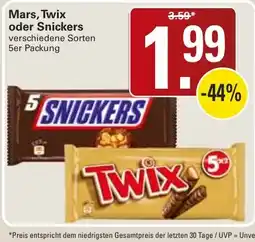 WEZ Mars, Twix oder Snickers Angebot
