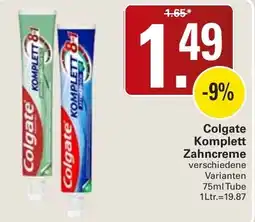 WEZ Colgate Komplett Zahncreme Angebot