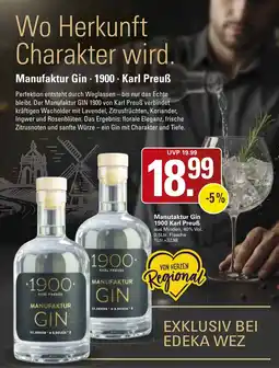 WEZ Manufaktur Gin 1900 Karl Preuß Angebot