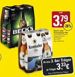 WEZ Beck's oder Krombacher Pils Angebot