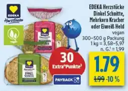 diska EDEKA Herzstücke Dinkel Schnitte, Mehrkorn Kracher oder Eiweiß Held vegan Angebot