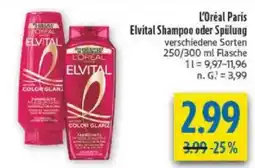 diska L'Oréal Paris Elvital Shampoo oder Spülung Angebot