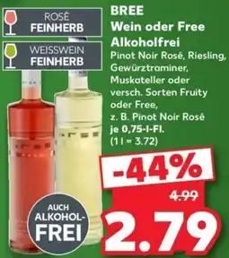 Kaufland BREE Wein oder Free Angebot